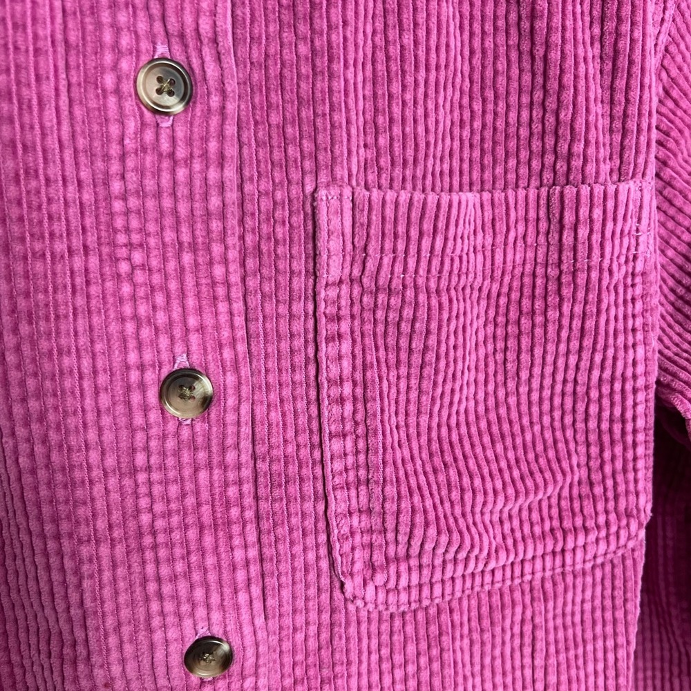 LL Bean Womens Small Magenta Pink Wide Wale Corduroy Button Down Shacket Shirt - Picture 4 of 8